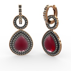 Matla Damla Küpe - Kök yakut ve dumanlı kuvars 8 ayar rose altın küpe #1lrp7ln