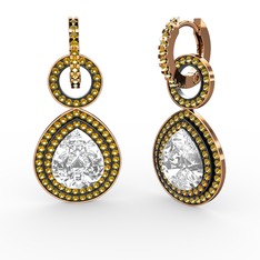 Swarovski ve sitrin 18 ayar rose altın küpe