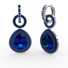 Matla Damla Küpe - Lab safir 18 ayar beyaz altın küpe #1ms1pfx