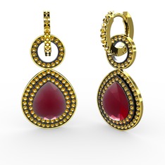 Matla Damla Küpe - Kök yakut ve sitrin 14 ayar altın küpe #1o2prdz