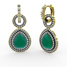 Matla Damla Küpe - Kök zümrüt ve swarovski 14 ayar altın küpe #1oa3pmb
