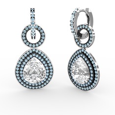 Matla Damla Küpe - Swarovski ve akuamarin 8 ayar beyaz altın küpe #1pqi24w