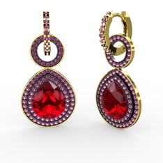 Matla Damla Küpe - Garnet ve rodolit garnet 8 ayar altın küpe #1qbbe9p
