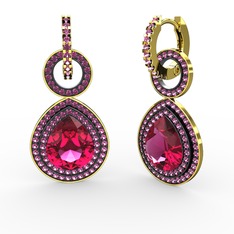 Rodolit garnet 8 ayar altın küpe
