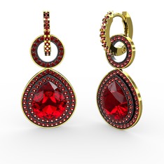 Garnet 18 ayar altın küpe