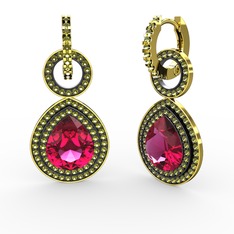 Matla Damla Küpe - Rodolit garnet ve peridot 8 ayar altın küpe #1vh6qdi