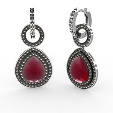 Matla Damla Küpe - Kök yakut ve dumanlı kuvars 14 ayar beyaz altın küpe #1w6tykq