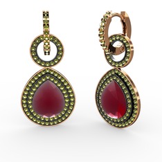 Matla Damla Küpe - Kök yakut ve peridot 925 ayar rose altın kaplama gümüş küpe #2lp6k5