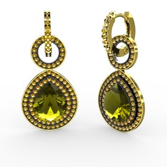 Matla Damla Küpe - Peridot ve sitrin 14 ayar altın küpe #4xe43e