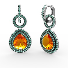 Matla Damla Küpe - Sitrin ve yeşil kuvars 925 ayar gümüş küpe #5i5k9o