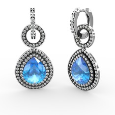 Matla Damla Küpe - Akuamarin ve swarovski 14 ayar beyaz altın küpe #76afsl