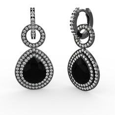 Matla Damla Küpe - Siyah zirkon ve swarovski 925 ayar siyah rodyum kaplama gümüş küpe #7ez6hk