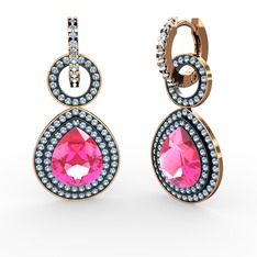 Matla Damla Küpe - Pembe kuvars ve akuamarin 14 ayar rose altın küpe #7hpqc4