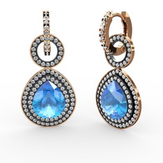 Matla Damla Küpe - Akuamarin ve swarovski 18 ayar rose altın küpe #8is3u4