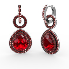 Matla Damla Küpe - Garnet 14 ayar beyaz altın küpe #8qst5a
