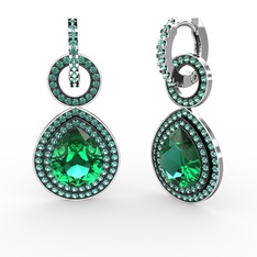 Matla Damla Küpe - Yeşil kuvars 14 ayar beyaz altın küpe #94496v