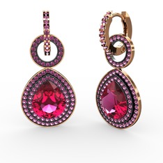Matla Damla Küpe - Rodolit garnet 18 ayar rose altın küpe #9d3l1d