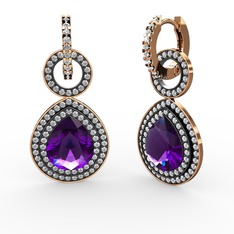 Matla Damla Küpe - Ametist ve pırlanta 925 ayar rose altın kaplama gümüş küpe (1.98 karat) #ak5ma0