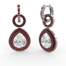 Matla Damla Küpe - Swarovski ve garnet 8 ayar beyaz altın küpe #am5ali