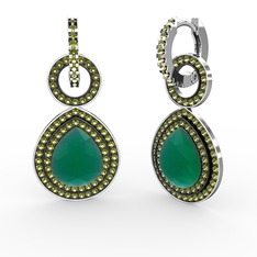 Matla Damla Küpe - Kök zümrüt ve peridot 925 ayar gümüş küpe #aoyaop
