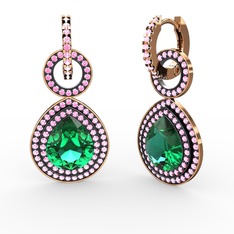 Matla Damla Küpe - Yeşil kuvars ve pembe kuvars 18 ayar rose altın küpe #bahqtl