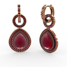 Matla Damla Küpe - Kök yakut ve garnet 8 ayar rose altın küpe #bovpmb