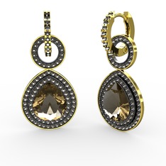 Matla Damla Küpe - Dumanlı kuvars 8 ayar altın küpe #co5i4a