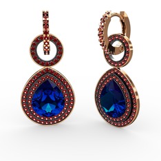 Matla Damla Küpe - Lab safir ve garnet 8 ayar rose altın küpe #dsdmp4