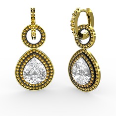 Matla Damla Küpe - Swarovski ve sitrin 18 ayar altın küpe #gcicm6