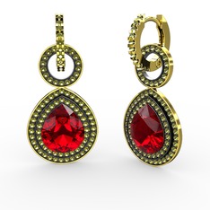 Garnet ve peridot 14 ayar altın küpe