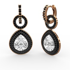 Matla Damla Küpe - Swarovski ve siyah zirkon 8 ayar rose altın küpe #jomoz3