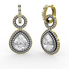 Beyaz zirkon ve swarovski 925 ayar altın kaplama gümüş küpe