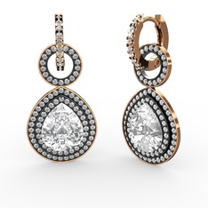 Matla Damla Küpe - Beyaz zirkon ve pırlanta 14 ayar rose altın küpe (1.98 karat) #lqtucq