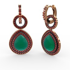 Matla Damla Küpe - Kök zümrüt ve garnet 14 ayar rose altın küpe #maggdd