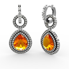 Matla Damla Küpe - Sitrin ve swarovski 8 ayar beyaz altın küpe #mebryh