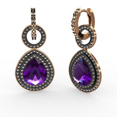 Matla Damla Küpe - Ametist ve dumanlı kuvars 18 ayar rose altın küpe #mlbz4s