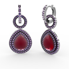 Matla Damla Küpe - Kök yakut ve ametist 925 ayar gümüş küpe #oeq2vv