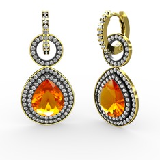 Matla Damla Küpe - Sitrin ve swarovski 925 ayar altın kaplama gümüş küpe #opkyg2