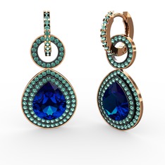 Matla Damla Küpe - Lab safir ve yeşil kuvars 925 ayar rose altın kaplama gümüş küpe #q0vjxp