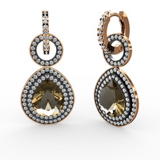 Matla Damla Küpe - Dumanlı kuvars ve swarovski 925 ayar rose altın kaplama gümüş küpe #q9mb34