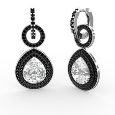 Swarovski ve siyah zirkon 14 ayar beyaz altın küpe