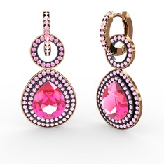 Matla Damla Küpe - Pembe kuvars 14 ayar rose altın küpe #s7yer5