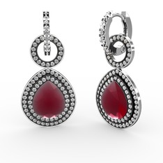 Matla Damla Küpe - Kök yakut ve swarovski 14 ayar beyaz altın küpe #t2u530