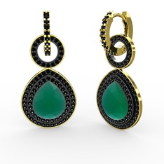 Matla Damla Küpe - Kök zümrüt ve siyah zirkon 925 ayar altın kaplama gümüş küpe #t5jste