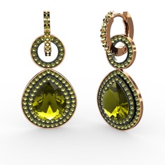 Peridot 14 ayar rose altın küpe