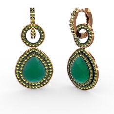 Matla Damla Küpe - Kök zümrüt ve peridot 14 ayar rose altın küpe #y106h8