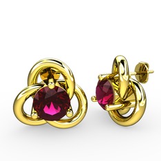 Rodolit garnet 18 ayar altın küpe