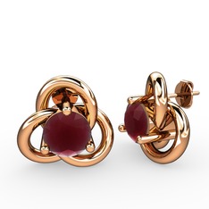 Kök yakut 18 ayar rose altın küpe