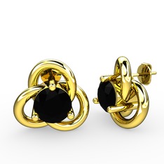 Düğüm Tektaş Mini Küpe - Siyah zirkon 18 ayar altın küpe #1s9fdpj