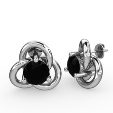 Düğüm Tektaş Mini Küpe - Siyah zirkon 925 ayar gümüş küpe #hmad3t